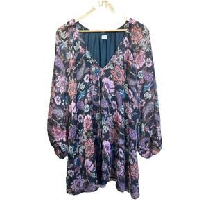 Anthropologie Storia Mini Dress Floral Print Boho Size Medium Romantic